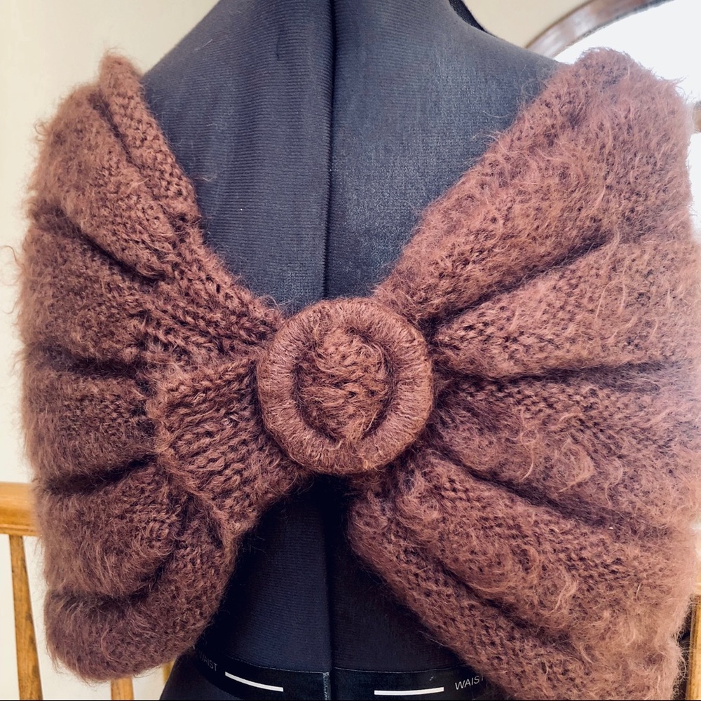 Dusty Mauve Mohair Wrap with Buckle Closure